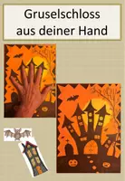 Vorschau - Mal- und Bastelvorlagen - Herbst, Halloween, Spukhaus, Gruselschloss, eigene Hand - Deckblatt