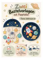 Vorschau - Mal- und Bastelvorlagen - Weltraum Bastelvorlagen mit Pappteller | 2 Bastelideen für Kinder | Rakete & Weltraum-Mobile | Ausschneiden & Basteln | PDF - Deckblatt