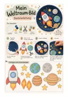 Vorschau - Mal- und Bastelvorlagen - Weltraum Bastelvorlagen mit Pappteller | 2 Bastelideen für Kinder | Rakete & Weltraum-Mobile | Ausschneiden & Basteln | PDF - Seite 1