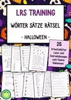 Vorschau - Unterrichtsreihen - LRS Training Halloween Wörter Sätze Rätsel 25 ABs Lesen Schreiben Förderung - Deckblatt