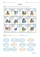 Vorschau - Arbeitsblätter - My day - Tagesablauf / AM & PM / Uhrzeiten - Seite 2