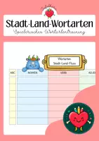 Vorschau - Arbeitsblätter - Stadt-Land-Wortarten – differenzierte Spielpläne zu Nomen, Verb & Adjektiv - Klasse 1-5 - Deckblatt