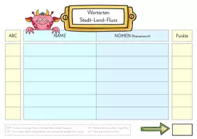 Vorschau - Arbeitsblätter - Stadt-Land-Wortarten – differenzierte Spielpläne zu Nomen, Verb & Adjektiv - Klasse 1-5 - Seite 3