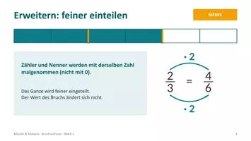 Vorschau - Arbeitsblätter - Brüche kürzen & erweitern, Klasse 6 – AB + editierbare Präsentation mit Lösungen | gleichnamig machen, gemeinsamer Nenner - Seite 3