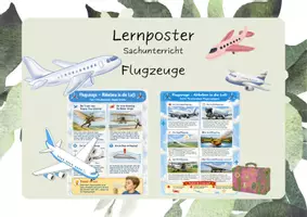 Vorschau - Mal- und Bastelvorlagen - HSU - Lernposter "Flugzeuge" - Deckblatt