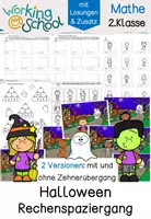Vorschau - Arbeitsblätter - Rechenspaziergang Halloween | Zahlenraum 100 | Addition & Subtraktion | Klasse 2 - Deckblatt