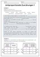 Vorschau - Arbeitsblätter - Lerntheke Antiproportionale Zuordnungen - Seite 1