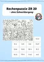 Vorschau - Arbeitsblätter - Rechenpuzzle ZR 20 ohne ZÜ - Ausmalbild - Deckblatt