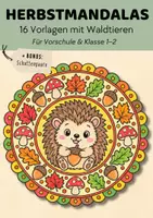 Vorschau - Mal- und Bastelvorlagen - Herbstmandalas Klasse 1-2 mit Waldtieren | 16 Herbst Ausmalbilder & Ausmalvorlagen für Kita, Vorschule & Grundschule - Deckblatt