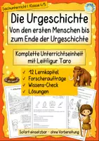 Vorschau - Unterrichtsreihen - Die Urgeschichte – Steinzeit, Bronzezeit & Eisenzeit | Komplettes Unterrichtsmaterial mit Arbeitsheft, Forscheraufträgen, Wissens-Check & Lösungen | Sachunterricht Klasse 4/5 - Deckblatt