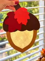 Vorschau - Mal- und Bastelvorlagen - Bastelvorlage Eichel Herbst Kunst Klassenraumdeko Fensterbild - Seite 1