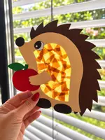 Vorschau - Mal- und Bastelvorlagen - Bastelvorlage Igel Herbst Deko Fensterbild Kunst - Seite 1
