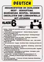 Vorschau - Arbeitsblätter - Argumentation im sachlichen Brief - Behauptung, Begründung, Beispiel: Übungen, Checklisten und Lernkontrolle mit Lösungen Klasse 6 - Deckblatt