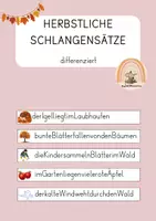 Vorschau - Arbeitsblätter - Herbstliche Schlangensätze - Deckblatt