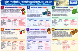 Vorschau - Arbeitsblätter - Textaufgaben ggt und kgV mit Musterösung - Deckblatt