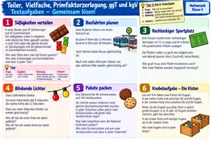 Vorschau - Arbeitsblätter - Textaufgaben ggt und kgV mit Musterösung - Seite 1