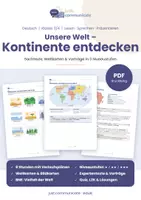Vorschau - Stundenentwürfe - Kontinente entdecken Klasse 3/4: Unterrichtsreihe Sachtexte lesen, beschreiben, präsentieren - Deckblatt
