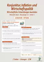 Vorschau - Unterrichtsreihen - Lernkontrolle: Konjunktur, Inflation und Wirtschaftspolitik | Klasse 10 | 30 Punkte - Deckblatt