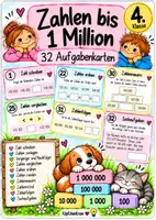 Vorschau - Aufgabenkarten - Zahlen bis 1 Million – 32 Aufgabenkarten - Deckblatt