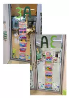 Vorschau - Mal- und Bastelvorlagen - Gemeinschaftsbild - Kooperativer Bücherstapel - Türdeko Fensterdeko - Kunst Werken - Bastelvorlage - Seite 1