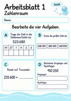 Vorschau - Arbeitsblätter - Wiederholung Mathematik Klasse 4 | Mathematik Klasse 4 | 10 Arbeitsblätter als PDF - Seite 1