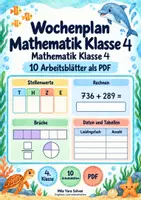 Vorschau - Arbeitsblätter - Wochenplan Mathematik Klasse 4 | Mathematik Klasse 4 | 10 Arbeitsblätter als PDF - Deckblatt