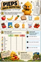 Vorschau - Arbeitsblätter - Pieps Snack-Inspektion 🍎 | Essen & Trinken | KOSTENLOS - Deckblatt