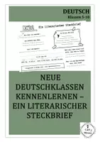 Vorschau - Arbeitsblätter - Neue Deutschklassen kennenlernen - ein literarischer Steckbrief - Deckblatt