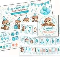 Aperçu - Affichage - Kit anniversaire Loutre (décos, activités, photobooth ...) - Page de couverture
