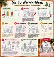 Vorschau - Mal- und Bastelvorlagen - Popup Weihnachtshaus Bastelvorlage - Seite 2