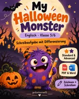 Vorschau - Arbeitsblätter - My Halloween Monster Englisch Kl. 5/6 Schreibaufgabe mit Differenzierung - Deckblatt