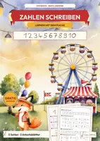 Vorschau - Stationenlernen - Ziffern schreiben lernen Klasse 1 GRATIS Leseprobe | Zahlen nachspuren 1–10 | Jahrmarkt | kostenlos - Deckblatt