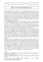 Vorschau - Arbeitsblätter - WILLIAM SHAKESPEARE – Steckbrief: Englisch Arbeitsblatt Biografie & Leseverstehen - Seite 2