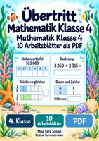 Vorschau - Arbeitsblätter - Übertritt Mathematik Klasse 4 | Mathematik Klasse 4 | 10 Arbeitsblätter als PDF - Deckblatt