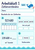 Vorschau - Arbeitsblätter - Übertritt Mathematik Klasse 4 | Mathematik Klasse 4 | 10 Arbeitsblätter als PDF - Seite 1