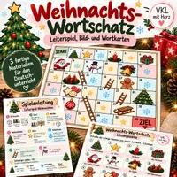 Vorschau - Spiele - Weihnachten Leiterspiel mit BildWortkarten VKL mit Herz - Deckblatt