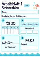 Vorschau - Arbeitsblätter - Ferienübung Mathematik Klasse 4 | Mathematik Klasse 4 | 10 Arbeitsblätter als PDF - Seite 1