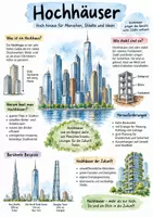 Vorschau - Arbeitsblätter - Lernplakat + Arbeitsblätter zum Thema "Hochhaus" + Lösung & MP3 + Infografik - Deckblatt