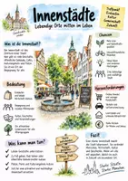 Vorschau - Arbeitsblätter - Lernplakat + Arbeitsblätter zum Thema "Innenstadt" + Lösung & MP3 + Mindmap + Infografik - Deckblatt