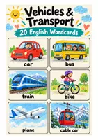 Vorschau - Poster - Vehicles & Transport – 20 englische Bild-Wortkarten zu Fahrzeugen und Verkehrsmitteln - Deckblatt