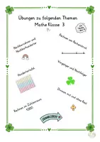 Vorschau - Arbeitsblätter - Übungen Klasse 3 Mathe (Rechnen am Rechenstrich, Nachbarzehner und Nachbarhunderter, Hundertertafel, Division mit Rest und ohne, Rechen im Raum 1000) - Deckblatt
