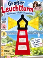 Vorschau - Mal- und Bastelvorlagen - Leuchtturm Klassenkunst Fensterbild Sommer Basteln - Deckblatt