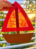 Vorschau - Mal- und Bastelvorlagen - Segelboot Klassenkunst Sommerbasteln Fensterbild - Seite 1