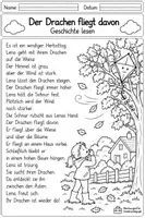 Vorschau - Mal- und Bastelvorlagen - Der Drachen fliegt davon 🍂 Herbstliche Lesegeschichte mit Wortschatzarbeit, Leseverständnis und differenziertem Schreiben für Klasse 2 und 3 - Seite 2