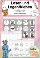 Vorschau - Arbeitsblätter - Lesen und Legen/Kleben: Halloween (Kl.2-3) - Deckblatt