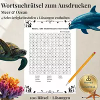 Vorschau - Arbeitsblätter - Meere & Ozeane – 100 Wortsuchrätsel | Suchsel & Arbeitsblätter mit Lösungen - Deckblatt