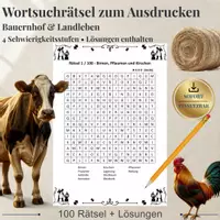 Vorschau - Arbeitsblätter - Tierwelt & Landleben – Pferde & Bauernhof | 200 Wortsuchrätsel - Seite 1