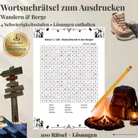 Vorschau - Arbeitsblätter - Camping & Wandern – 200 Wortsuchrätsel | Outdoor-Bundle mit Lösungen - Seite 1
