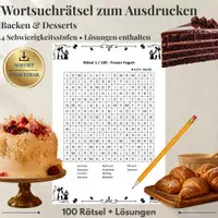 Vorschau - Stationenlernen - Backen & Desserts – 100 Wortsuchrätsel | Suchsel & Arbeitsblätter mit Lösungen - Deckblatt