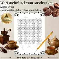 Vorschau - Spiele - Kaffee & Tee – 100 Wortsuchrätsel | Suchsel & Arbeitsblätter mit Lösungen - Deckblatt